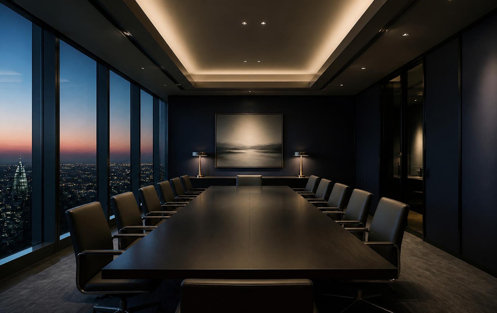 Refined boardroom at dusk, representing the Group's leadership setting
